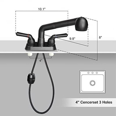 Waschtisch-Armatur Mit Ausziehbrause – ABS-Kunststoff, Chrom, 4-Zoll-Lochabstand Für Waschküche & Utility Sink