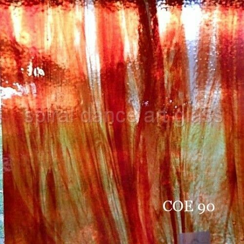 COE 90 Wissmach Red Streaky on Clear 3mm Fusible Glass Sheet WF9019