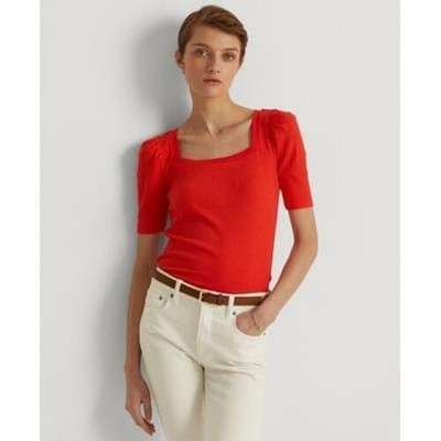 

Женская футболка LAUREN Ralph Lauren Petite из смесового хлопка красного цвета, размер PM, Red