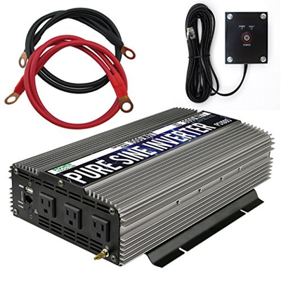 GoWISE Power 1500W Pure Sine Wave Power Inverter 12V DC to 120 V AC with 3 AC 1
