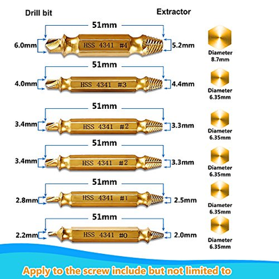 Screw Remover and Extractor Set by Qliver,Set of 6 Stripped Screw Out