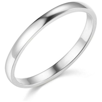 14K Solid Yellow Gold 2mm Plain Men's and Women's Engagement Wedding Band Ring