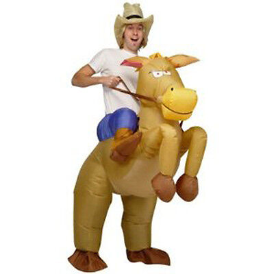 INFLATABLE HORSE RODEO RIDING COWBOY COSTUME SUIT-FANCY DRESS PARTY OUTFIT