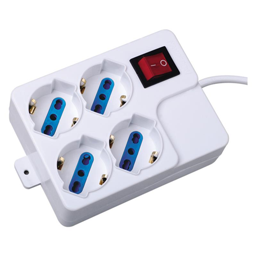 Presa multipla multipresa 4 posti italiana/schuko + Interruttore Fusibile linq