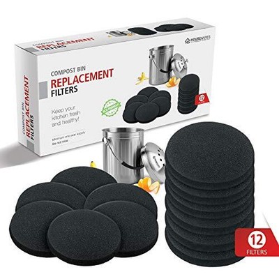 12 Pieces Activated Charcoal Carbon Filters Compost Bin Replacement Filters -...