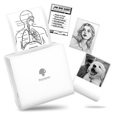 Phomemo M02 Mini Thermal Printer, Wireless Bluetooth Inkless Pocket Printer, Sti