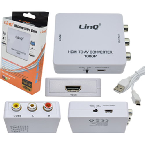 Adattatore Convertitore Linq Da Da Hdmi A Av Hdv-620 Con Alimentazione
