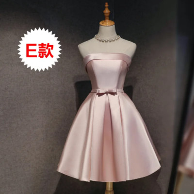 Sexy Strapless Bridesmaid Dress Party Dress Women Evening Prom Short Dress
