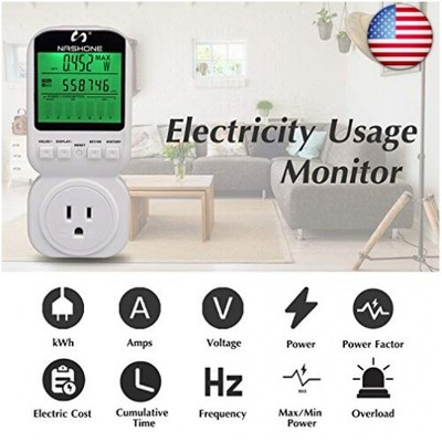 Power Energy Meter,Electricity Usage Monitor Plug with High Accuracy,Large LCD