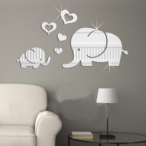 Elephant Wall Decor Mirror Sticker Diy Removable Art Baby Kids