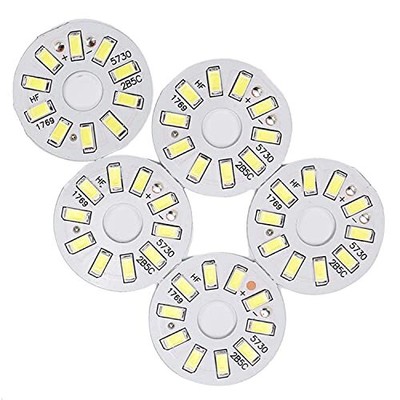 5pcs 35mm Dia Led Chip Circular Module 5w Aluminum Pure White 6500k High Power 3