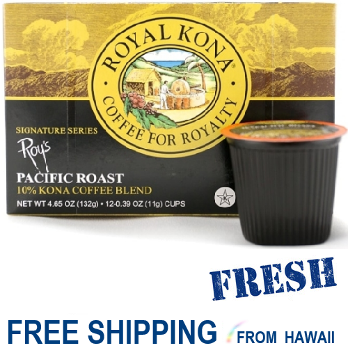 ⭕Royal Kona ROY'S PACIFIC ROAST 12 Single Serve Pods K-Cups Keurig Coffee Hawaii