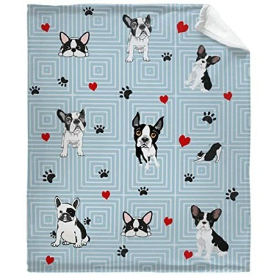 Daiitokuo Red Hearts Boston Terrier Dog Cat Fleece Flannel Lightweight Plush ...