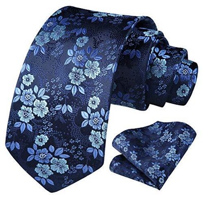 Extra Long Ties for Men Classic Floral Tie and XL63 inches length B1blue