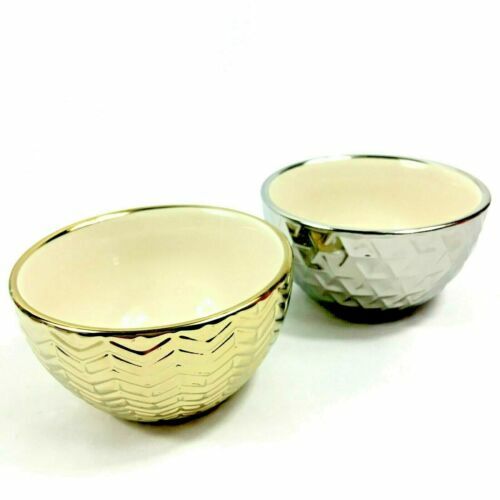 Metallic Gold And Silver Decorative Bowls 4” Vanity Decor 4pc Modern Expressions