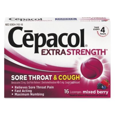 Cepacol Extra Strength Sore Throat & Cough Mixed Berry 16 Lozenges
