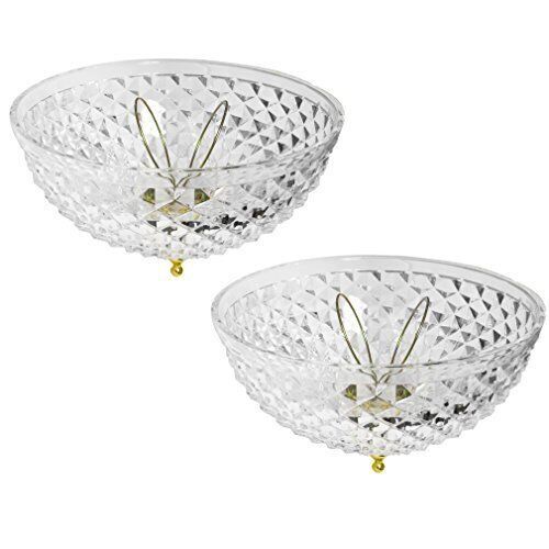 Evelots Ceiling Clip-on Light Bulb Shade-Lamp-Dome-Diamond Cut-Acrylic-Set/2