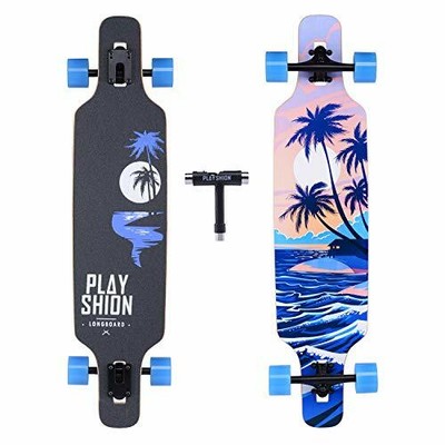 Playshion 39 Inch Drop Through Freestyle Longboard Skateboard Cruiser Coconut...