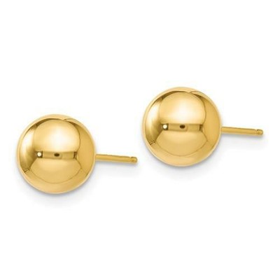 KABBALAH KING 14K YELLOW GOLD BALL DESIGN 7MM DIAMETER HALO STUD EARRINGS PUSH BACKS GIFT