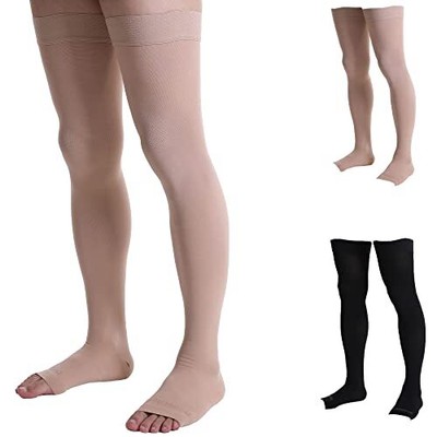 Doc Miller Thigh High Open Toe Compression Stockings 20-30mmHg for Varicose V...