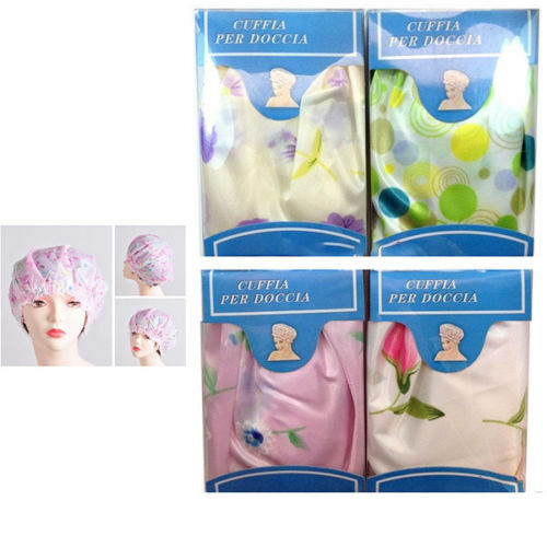 Confezione 12 Cuffie Per Doccia Bagno Protegge Capelli Colori Floreali moc