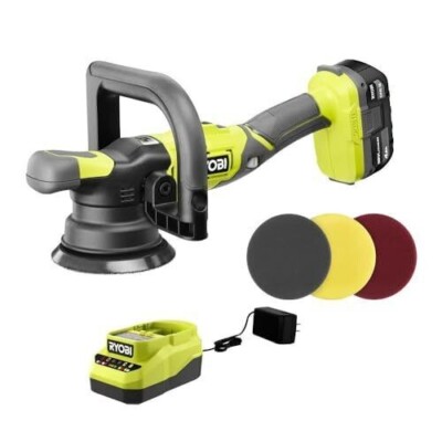 RYOBI 18V Cordless 5 in. Variable Speed Dual Action Polisher Kit with 4.0 Ah