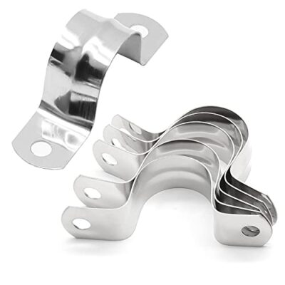 50 Pcs 1'' Stainless Steel Pipe Strap Clamps Two Hole Strap for Conduit Cables