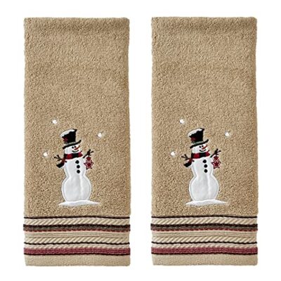 By Saturday Knight Ltd. Rustic Plaid Snowman Hand Towel 2packwheat