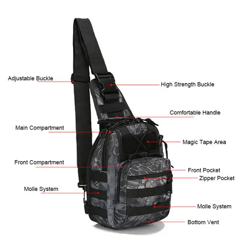 Men Backpack Molle Tactical Sling Chest Pack Shoulder Bag Outdoor Hiking Travel