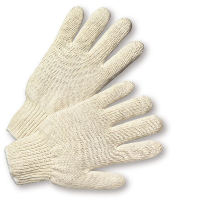 25 DOZEN 300 PAIR NATURAL WHITE POLY COTTON STRING KNIT WORK GLOVES NEW LARGE L