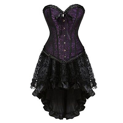 Steampunk Corset Skirt Renaissance Corset Dress for Women X-Large Purple