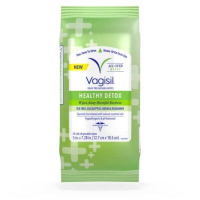 Vagisil Wipes for All Over Cleaning, Health Detox,  Essential Oils, 20 Wipes