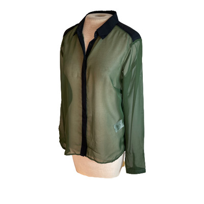 Vero Moda Sheer Top Shirt Blouse Green Black M Medium New
