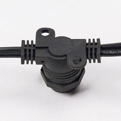 (Cord Only) 25 Socket Outdoor DIY String Light 29 FT Black Cord w/ E12 C7 Base