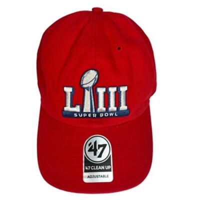Superbowl LIII '47 Clean Up Unisex Adult Baseball Cap Red Blue Strapback OS New