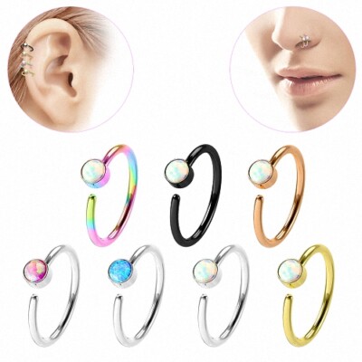 Nasenpiercing Septum Universal Ohr Tragus Helix Ring Nasenring mit Opal Stein