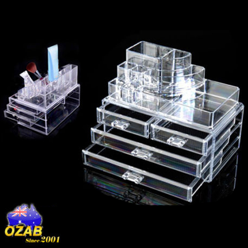 Cosmetic 4 Drawer Makeup Organizer Storage Jewellery Box Clear