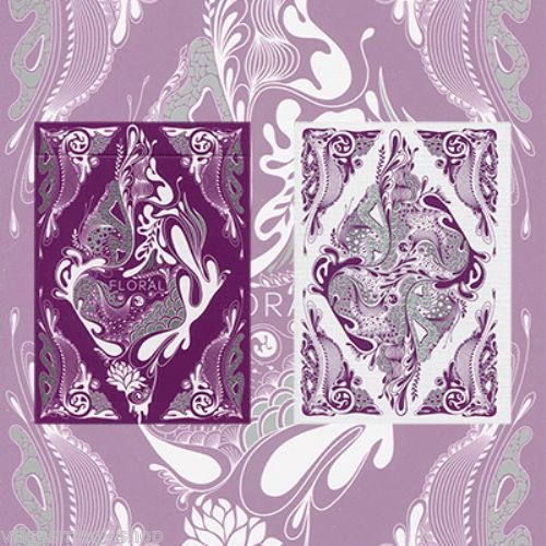 floral 2 deck set green purple playing cards poker size