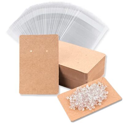 100 Pcs Earring Display Cards with 100 Jewelry Packaging for Earrings Necklace