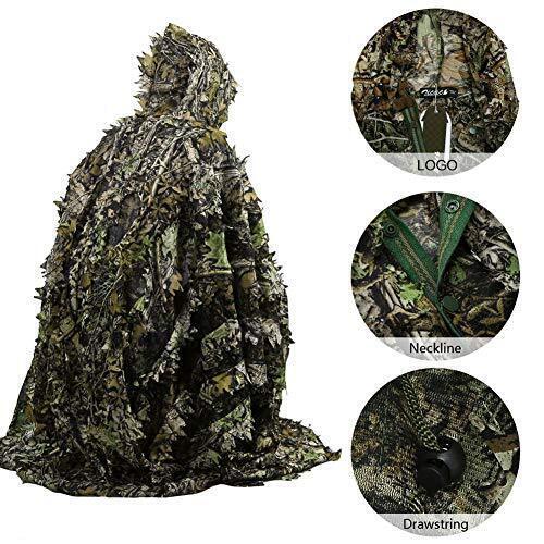 Camo Bionic Leaf Camouflage Jungle Hunting Ghillie Woodland Outdoor Suit Poncho