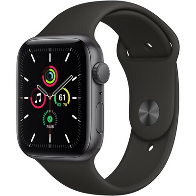 Apple Watch SE 44mm GPS Caja de aluminio en gris espacial Correa deportiva Negro