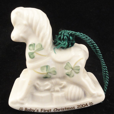 BABY'S FIRST CHRISTMAS by Belleek 3.5'' NEW NEVER USED Ireland BELL HORSE 2004