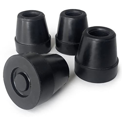 DMI Durable Replacement Quad Cane Tips, Extra 0.5 Inch (Pack of 4), Black 