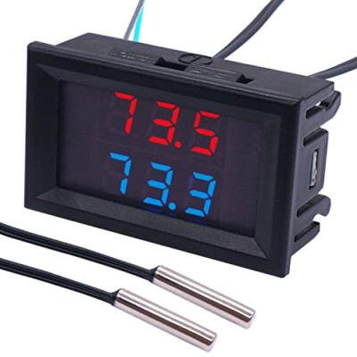 Digital Thermometer Dual LED Display Fahrenheit to Centigrade Adjustable DC 4...