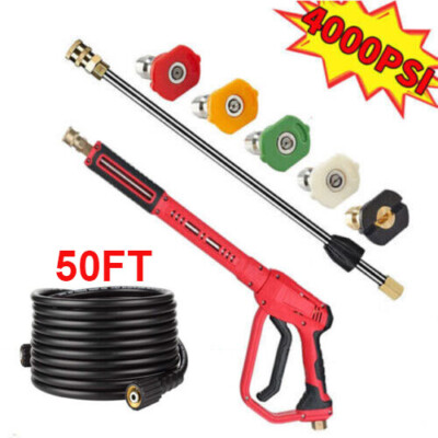 High Pressure 4000PSI Car Power Washer Gun Spray Wand Lance Nozzle + Hose Kit