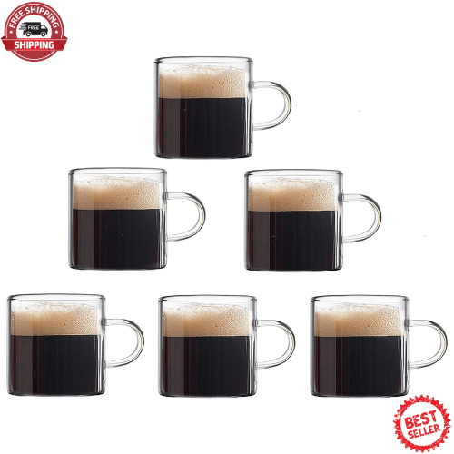 Espresso Cups Set of 6 4 oz Glass Espresso Coffee Cups Small