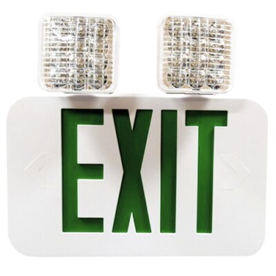 73472, LED Square Rotatable Head Combo Exit Emergency Light Self Diagnostic Gree