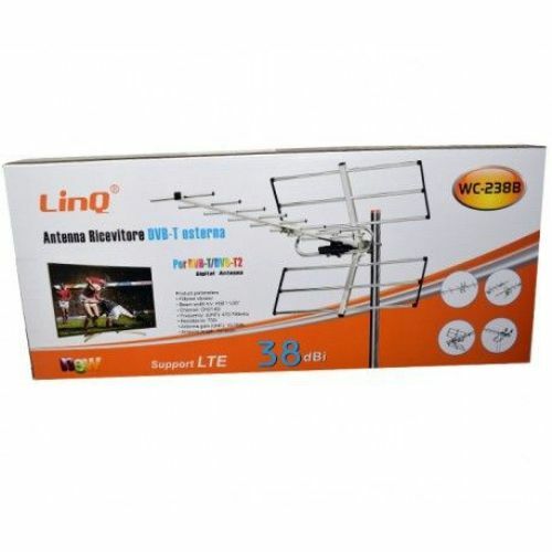 Antenna Tv Uhf Dvb-T Dvb-T2 Digitale Esterno Amplificata 38 Dbi Linq Wc-238b