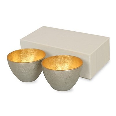 Guinen choko sake cup set of 2, gold leaf