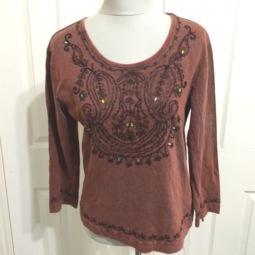 FF 23 New Sacred Threads Blue Floral Paisley Crinkle Rayon Top